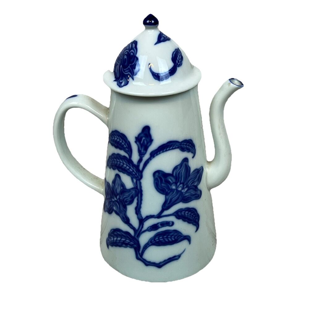 Mottahedeh Imperial Blue Porcelain Coffee Pot 10” Ming Dynasty Design